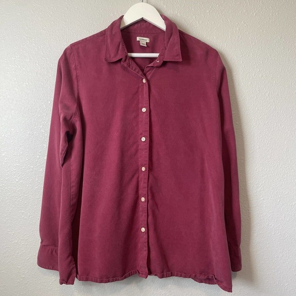 L.L.Bean Shirt Women’s XL Red Button Up Long Sleeve 100% Tencel Lyocell Adult - Picture 2 of 10